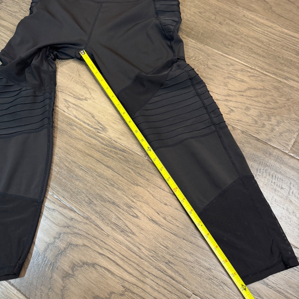 Nanette Lepore XL Black Moto Ribbed‎ Mesh Panel Athletic Leggings - Picture 3 of 7